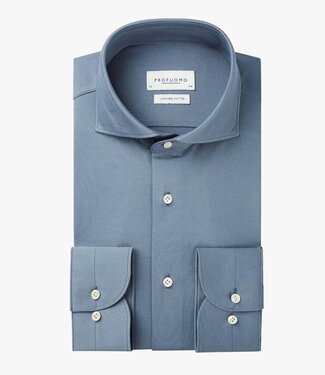 Profuomo slim fit overhemd japanese knitted blauw