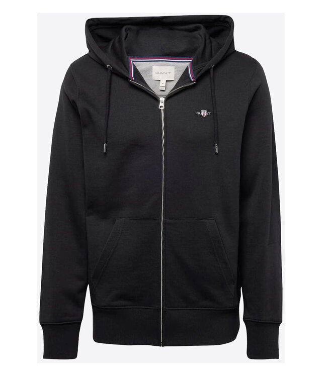 Gant 2007059 5 heren zwart sweat vest met rits en capuchon