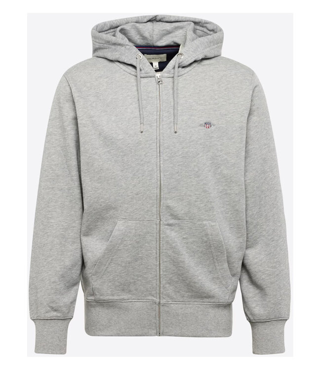 Gant 2007059 93 heren grijs melange  sweat vest met rits en capuchon