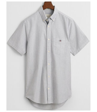 Gant donkerblauw-wit oxford streepje regular korte mouw