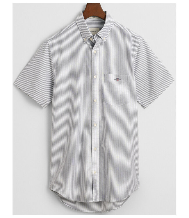 Gant 3000231-423 heren overhemd korte mouw donkerblauw-wit oxford streepje