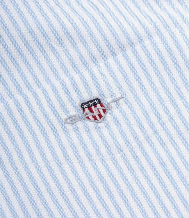 Gant 3000231-455 heren overhemd korte mouw lichtblauw-wit oxford streepje