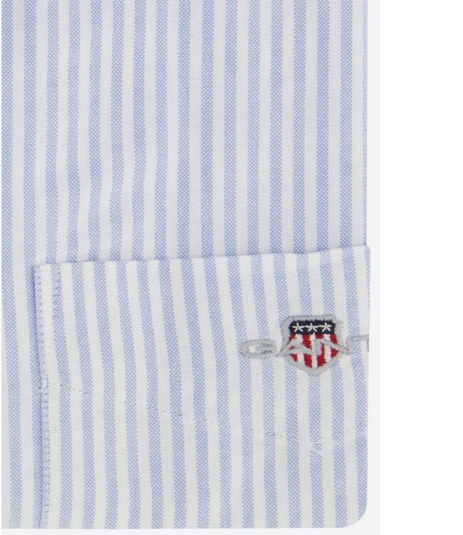 Gant 3000231-455 heren overhemd korte mouw lichtblauw-wit oxford streepje