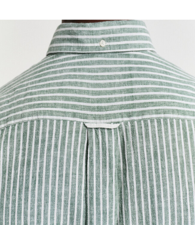 Gant 3250039 318 heren overhemd groen wit streep korte mouw