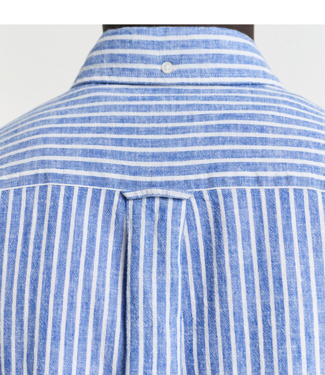 Gant 3250039 407 heren overhemd kobaltblauw wit streep korte mouw