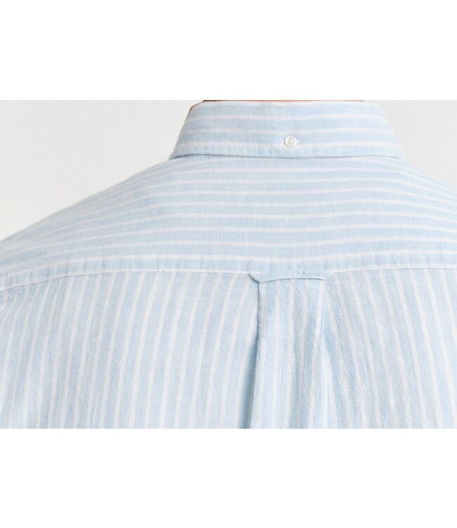 Gant 3250039 457 heren overhemd lichtblauw wit streep korte mouw