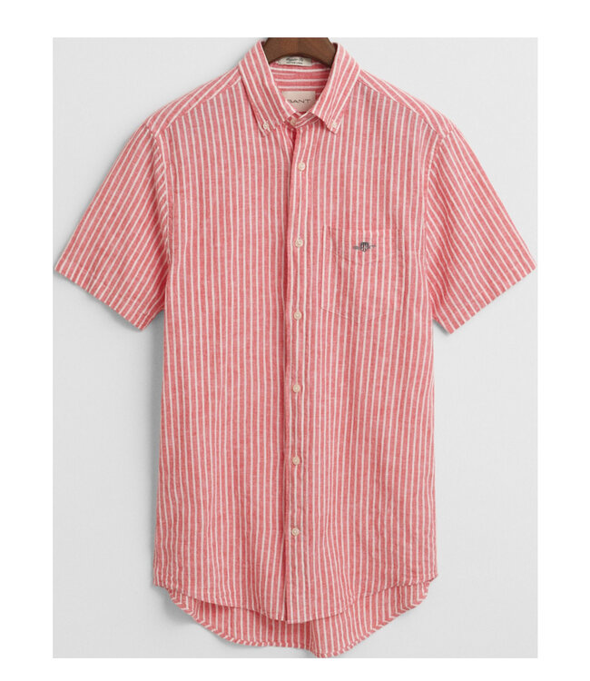 Gant 3250039 643 heren overhemd rood wit streep korte mouw