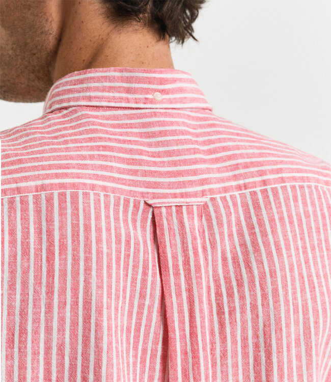 Gant 3250039 643 heren overhemd rood wit streep korte mouw