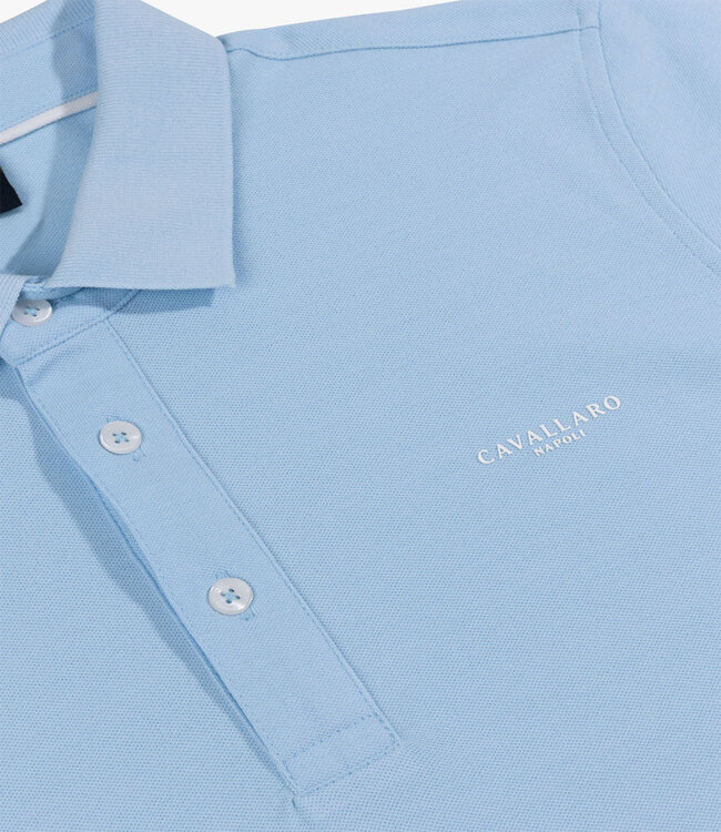 Cavallaro 116251013 Special heren polo Neapolis light blue katoen stretch