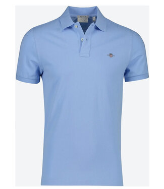 Gant lichtblauw heren polo korte mouw regular fit