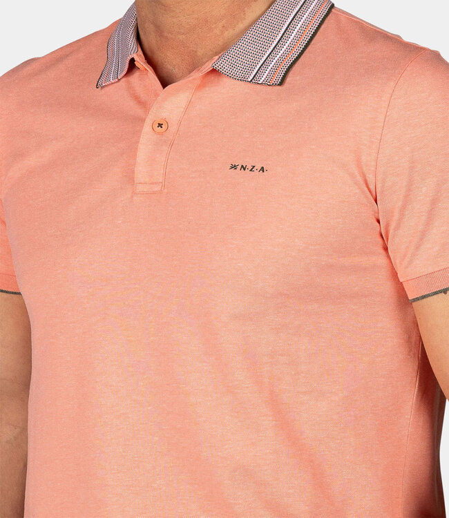 New Zealand Auckland Willowby 25CN130 1320 polo koraal oranje met gestreepte boord