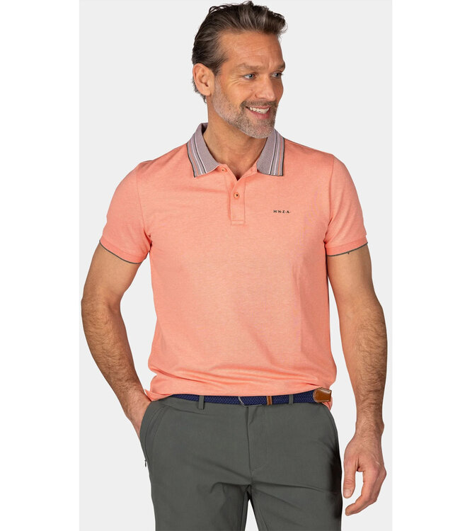 New Zealand Auckland Willowby 25CN130 1320 polo koraal oranje met gestreepte boord