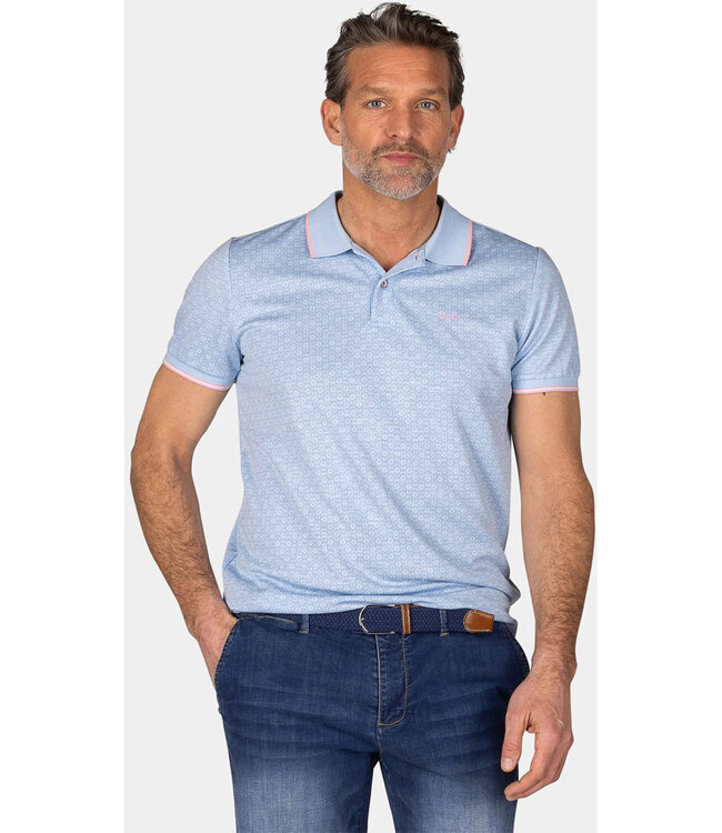 New Zealand Auckland Warren 25CN107 1675 polo lichtblauw pastel blue print met roze details