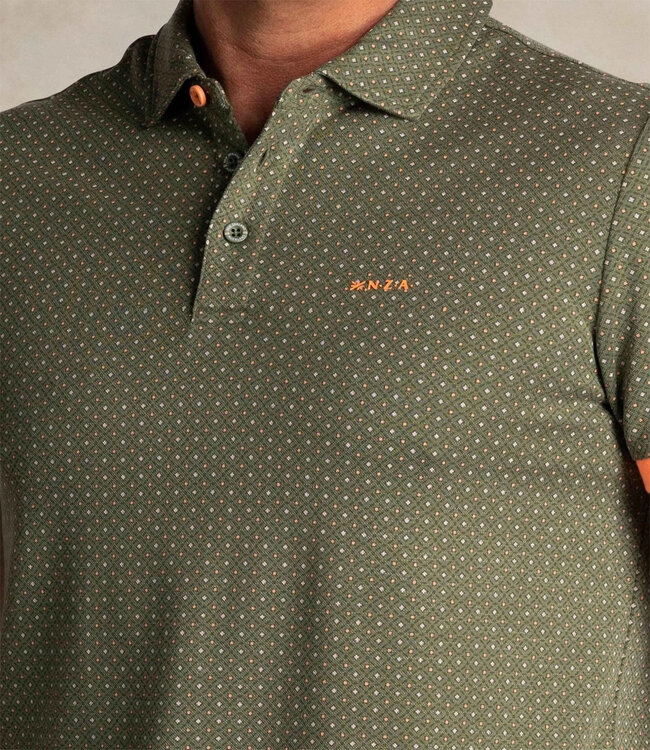 New Zealand Auckland 25DN108 1759 Nigel light hunter Polo Short Sleeve olijfgroen speciale print