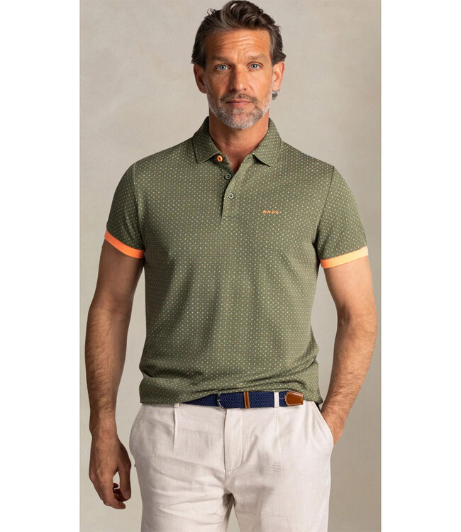 New Zealand Auckland 25DN108 1759 Nigel light hunter Polo Short Sleeve olijfgroen speciale print