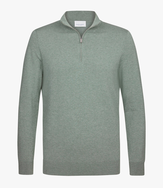 Profuomo PPWJ10007E mid groen pullover zipper met ritsje