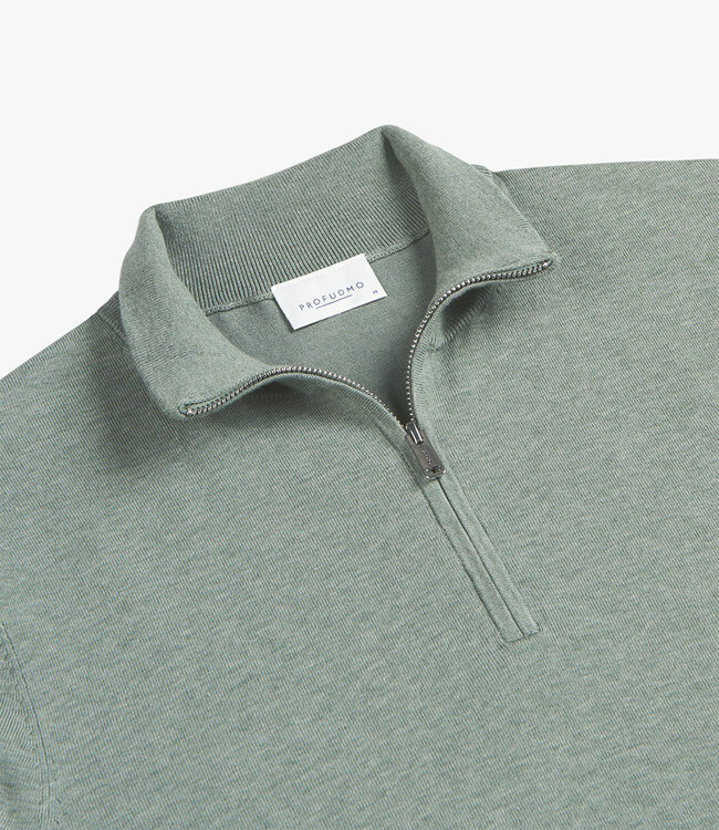 Profuomo PPWJ10007E mid groen pullover zipper met ritsje