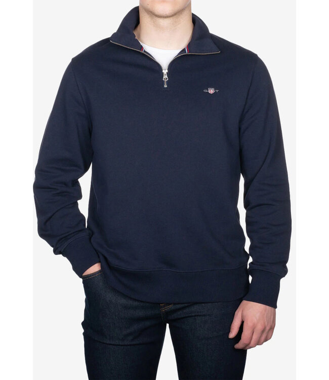Gant 2008005 433 heren donkerblauw sweat zipper met ritsje