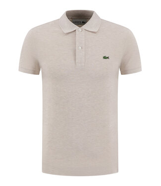 Lacoste slim fit beige melange polo groen krokodil