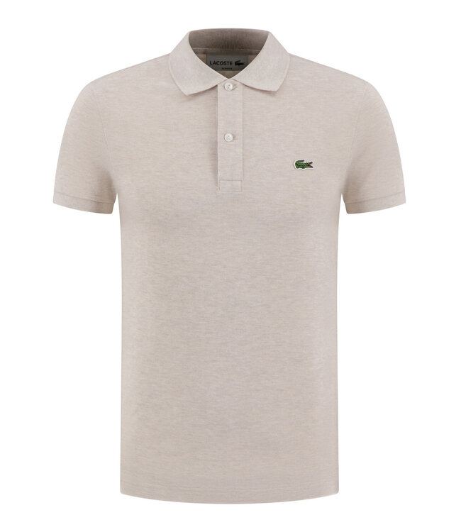 Lacoste I18 slim fit beige melange polo groen krokodil