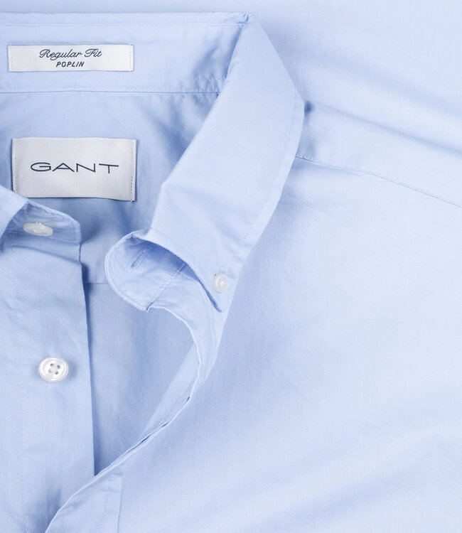 Gant heren overhemd lichtblauw broadcloth poplin 1knoops button down