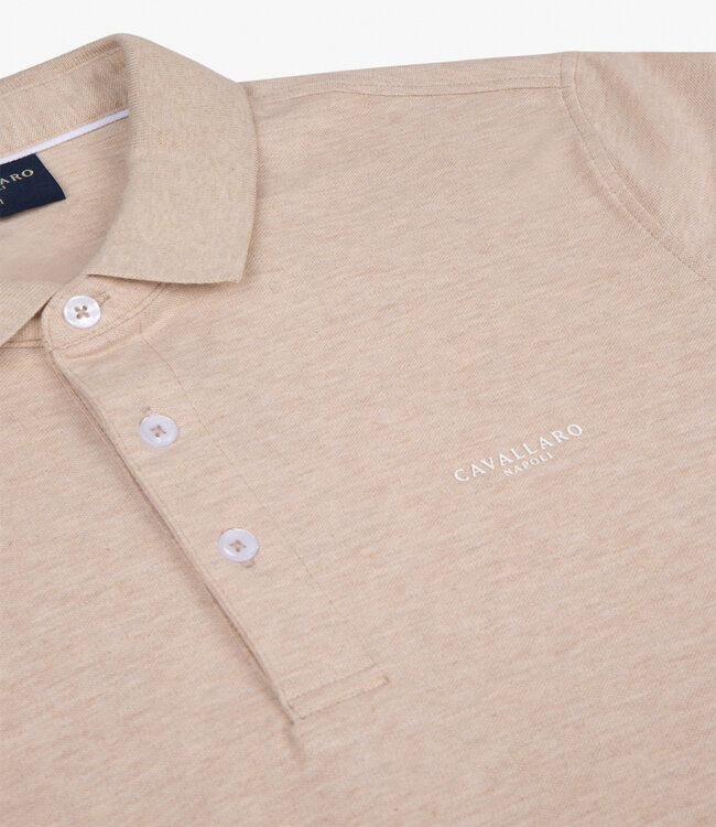 Cavallaro Bavegio heren polo beige melange katoen stretch
