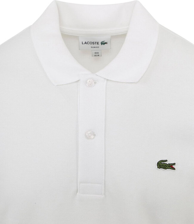Lacoste PH4012 001 slim fit wit heren polo groen krokodil