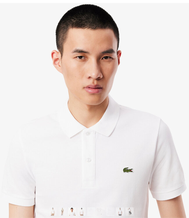 Lacoste PH4012 001 slim fit wit heren polo groen krokodil