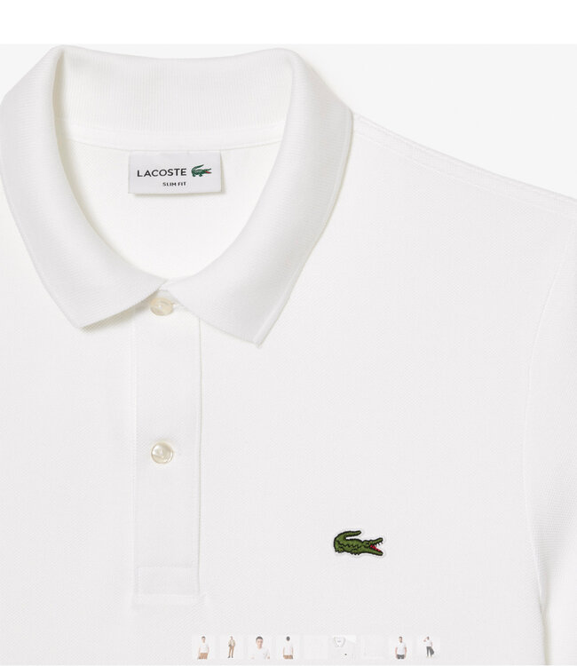 Lacoste PH4012 001 slim fit wit heren polo groen krokodil