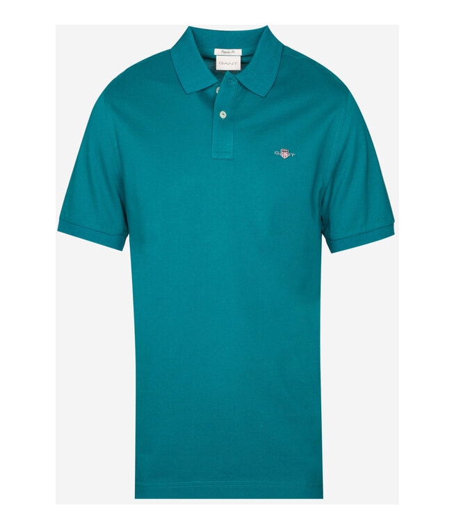 Gant 2210-340 ocean turquosie heren polo korte mouw regular fit