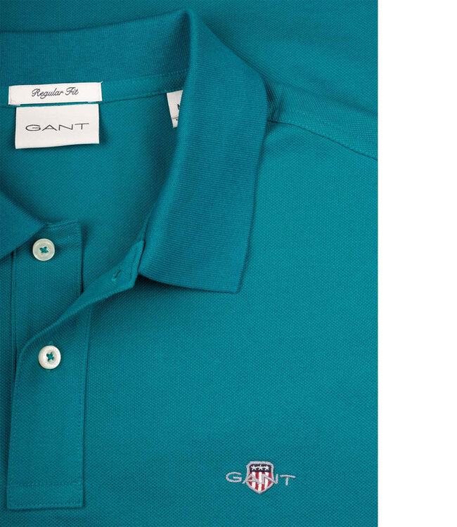 Gant 2210-340 ocean turquosie heren polo korte mouw regular fit