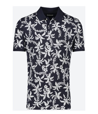 Gant donkerblauw bloemenprint heren polo korte mouw  regular fit