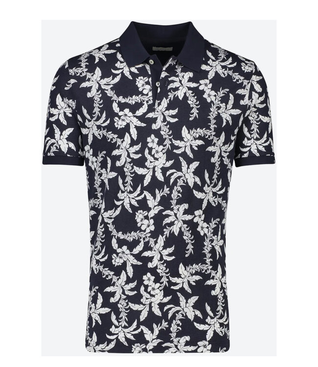 Gant 2062038-433 donkerblauw bloemenprint heren polo korte mouw  regular fit