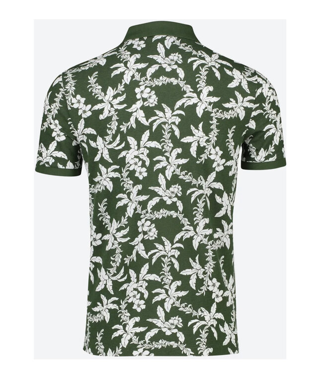 Gant 2062038-313 donkergroen bloemenprint heren polo korte mouw regular fit