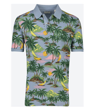 Gant lichtblauw hawai print heren polo korte mouw  regular fit