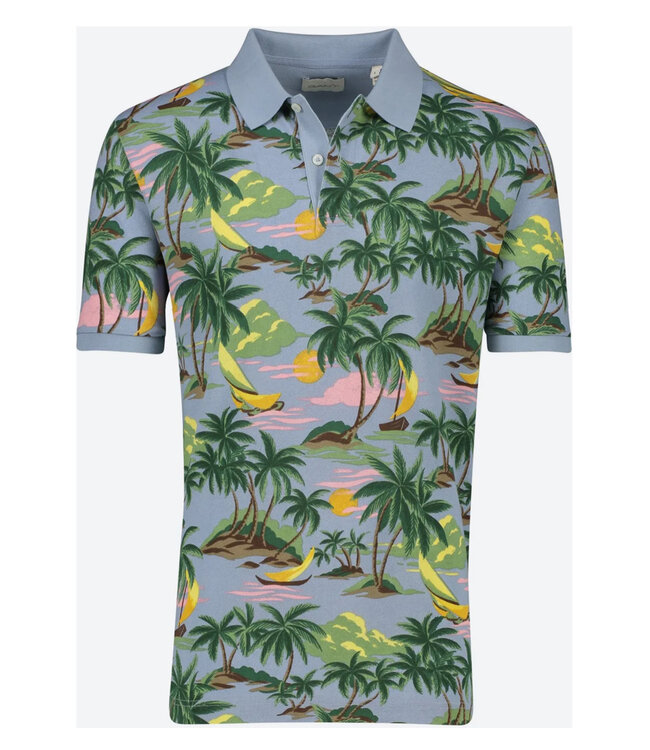 Gant 2062037-474 lichtblauw hawai print heren polo korte mouw  regular fit