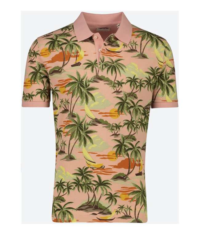 Gant 2062037-624 roze hawai print heren polo korte mouw  regular fit
