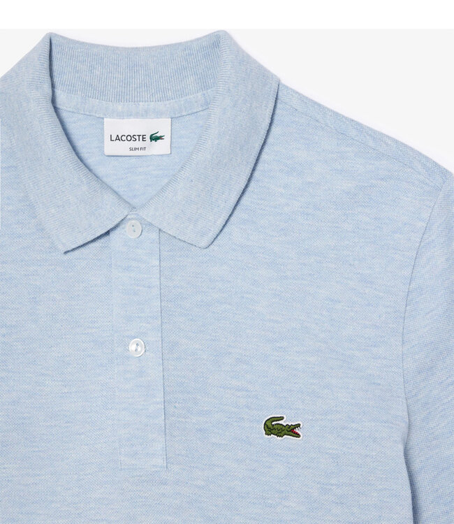 Lacoste PH4012 11 IXA 1HP3 Lacoste slim fit lichtblauw melange polo groen krokodil