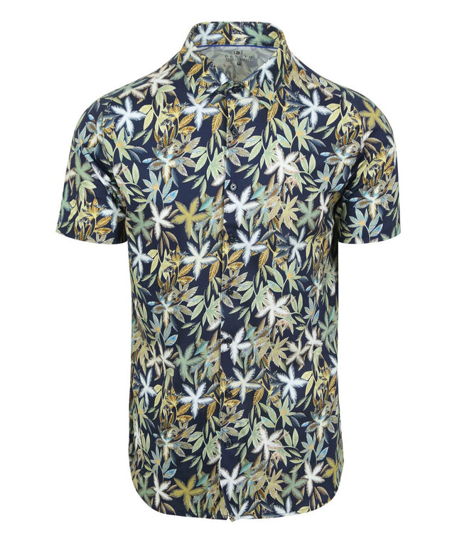 Desoto 82232-3 621 korte mouw overhemd donkerblauw speciale jungle print wide spread
