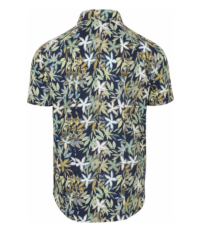 Desoto 82232-3 621 korte mouw overhemd donkerblauw speciale jungle print wide spread