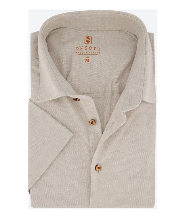Desoto 97032-804 korte mouw overhemd  beige kit pique wide spread