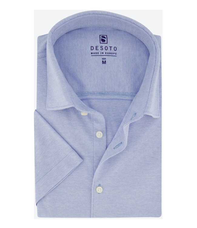 Desoto 97032-502 korte mouw overhemd  lichtblauw pique wide spread