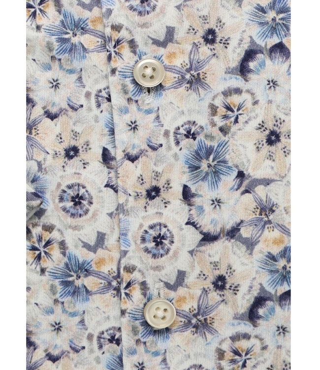 Desoto 81132-3 189 korte mouw overhemd  blauw beige bloemenprint