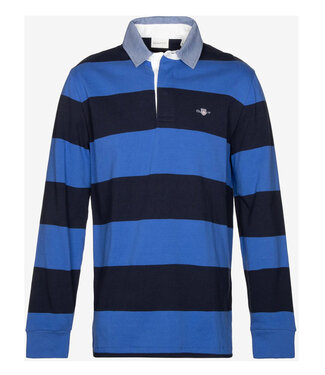 Gant donkerblauw-blauw streep heren rugby shirt sweater