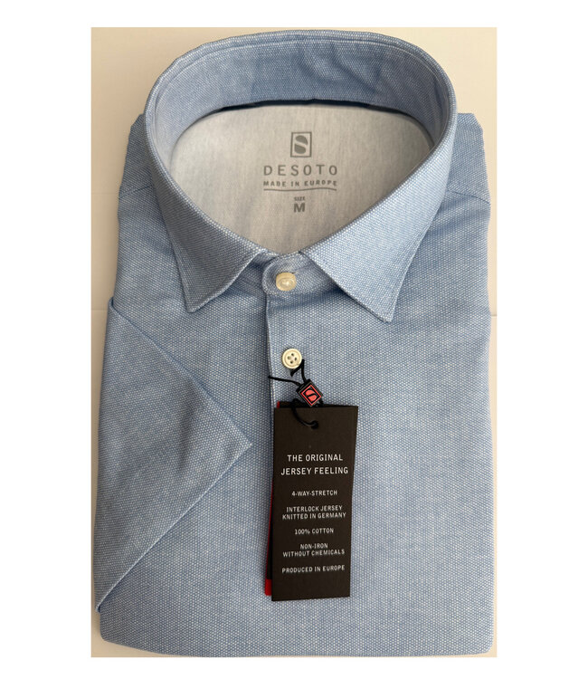 Desoto 97037-3 520 korte mouw polo lichtblauw print