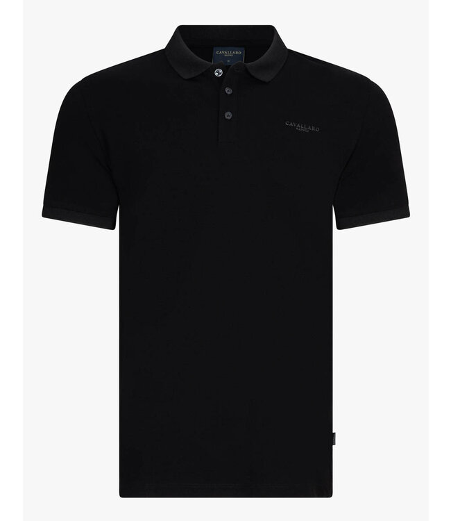 Cavallaro Loreto heren polo zwart black katoen stretch