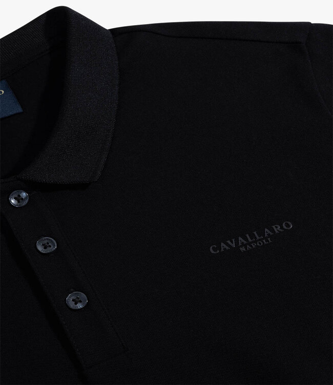 Cavallaro Loreto heren polo zwart black katoen stretch