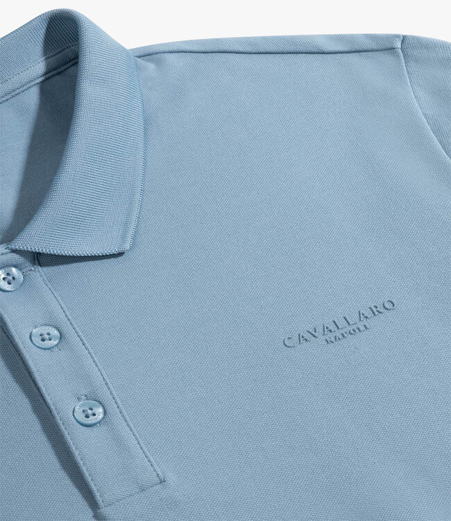 Cavallaro Loreto heren polo blauw grey blue katoen stretch