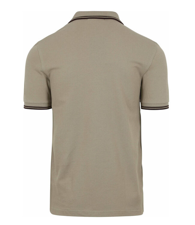 Fred Perry M3600 U84 Twin Tipped polo warm grijs met donkerbruin logo