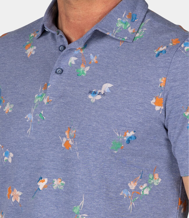 New Zealand Auckland Russell 25BN115 1653 DUSK NAVY Polo met speciale bloemenprint
